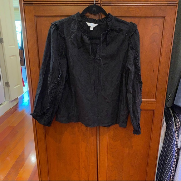 Time and Tru Mixed Print Ruffle Top With Long Sleeves, S - Picture 3 of 7